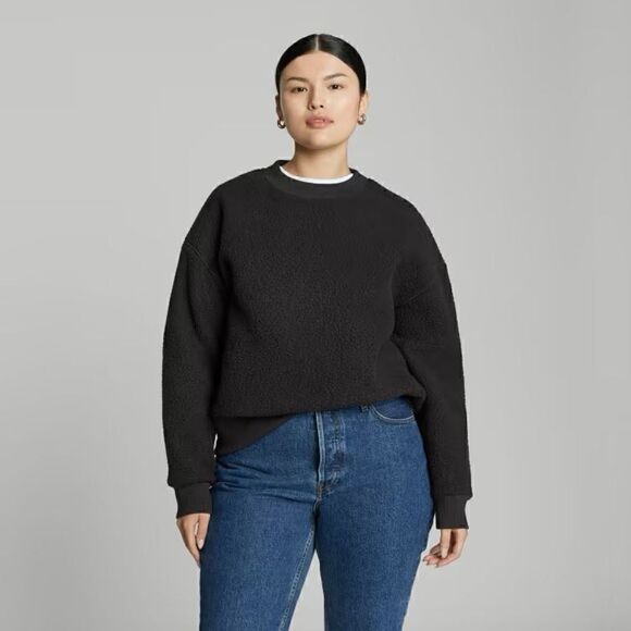 Everlane The ReNew Teddy Oversized Crew Sweatshirt - Picture 1 of 8